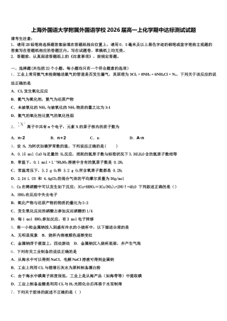 上海外国语大学附属外国语学校2026届高一上化学期中达标测试试题含解析