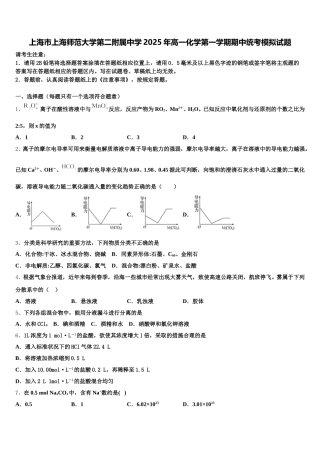 上海市上海师范大学第二附属中学2025年高一化学第一学期期中统考模拟试题含解析