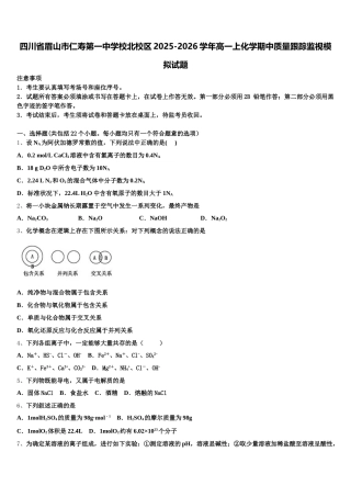 四川省眉山市仁寿第一中学校北校区2025-2026学年高一上化学期中质量跟踪监视模拟试题含解析
