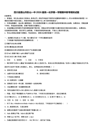 四川省眉山市彭山一中2026届高一化学第一学期期中联考模拟试题含解析
