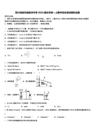 四川省射洪县射洪中学2026届化学高一上期中综合测试模拟试题含解析