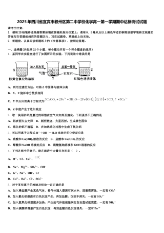 2025年四川省宜宾市叙州区第二中学校化学高一第一学期期中达标测试试题含解析