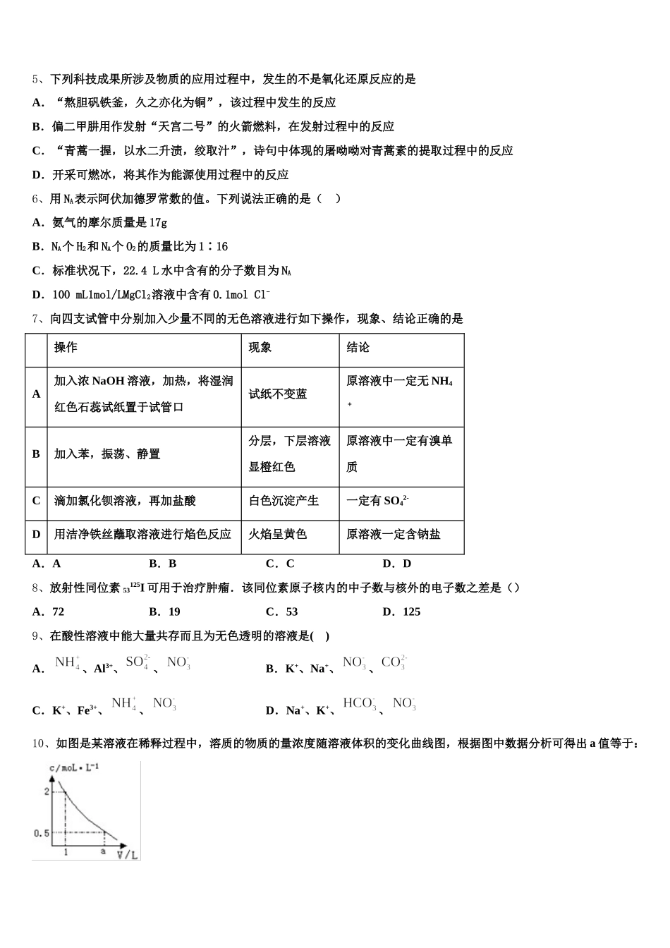 2025年海南省海南枫叶国际学校化学高一上期中教学质量检测模拟试题含解析_第2页