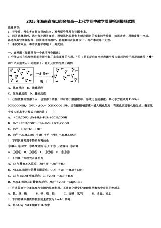2025年海南省海口市名校高一上化学期中教学质量检测模拟试题含解析