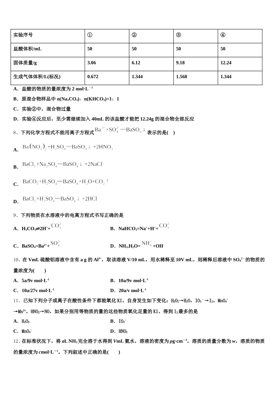 2025年广东省潮州市潮安区颜锡祺中学化学高一第一学期期中教学质量检测试题含解析_第2页