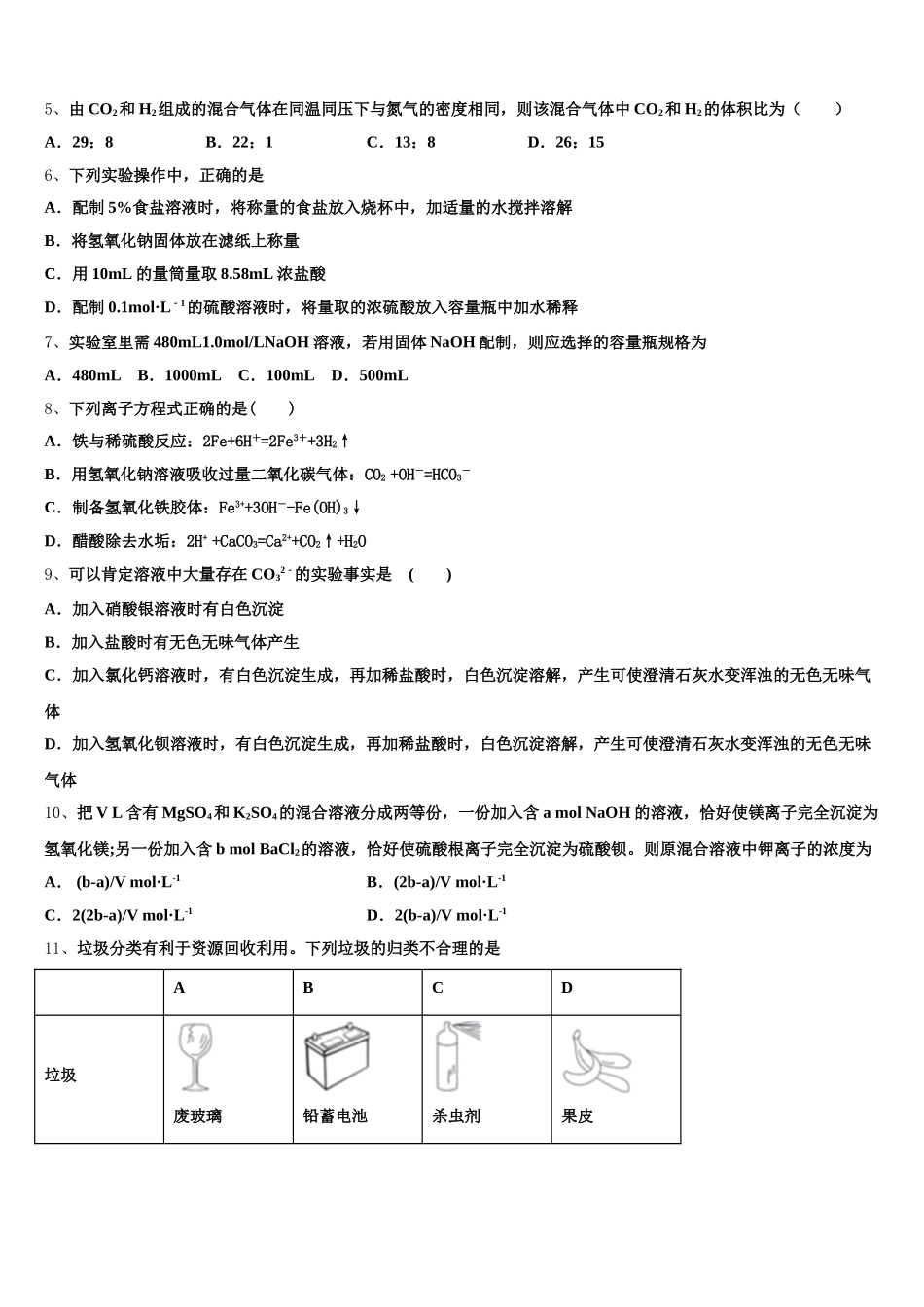 2025年广东省佛山市华南师范大学附属中学南海实验高级中学化学高一上期中联考试题含解析_第2页