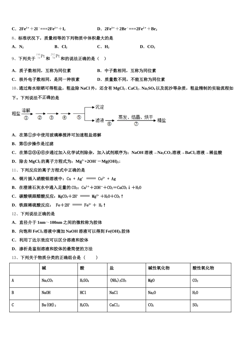 广东省中山市华侨中学2025-2026学年高一上化学期中质量检测模拟试题含解析_第2页