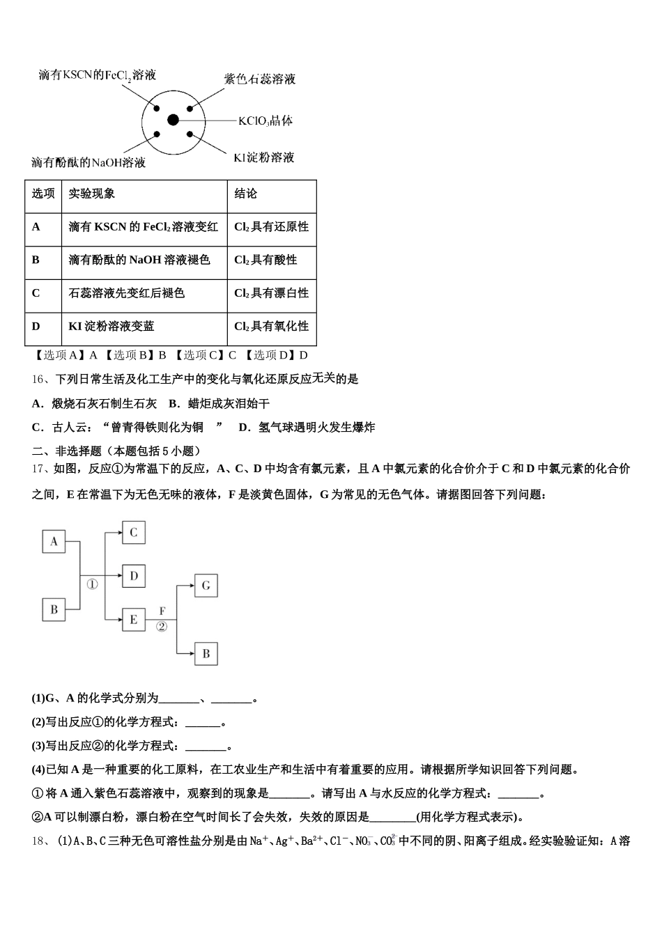 2025年广东省广州市白云区广州外国语学校高一化学第一学期期中预测试题含解析_第3页