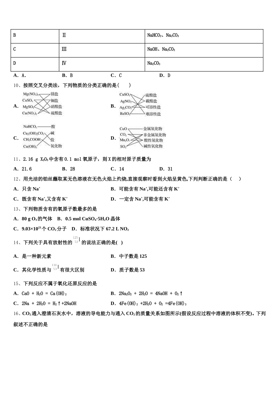 2025年广东省深圳建文外国语学校化学高一第一学期期中达标测试试题含解析_第3页
