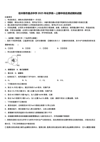 佳木斯市重点中学2025年化学高一上期中综合测试模拟试题含解析