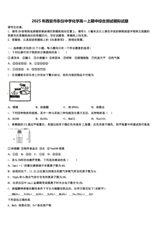 2025年西安市东仪中学化学高一上期中综合测试模拟试题含解析