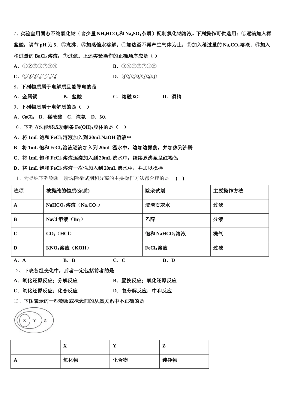 陕西省子洲中学2025年高一上化学期中监测模拟试题含解析_第2页