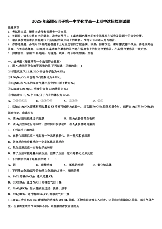 2025年新疆石河子第一中学化学高一上期中达标检测试题含解析
