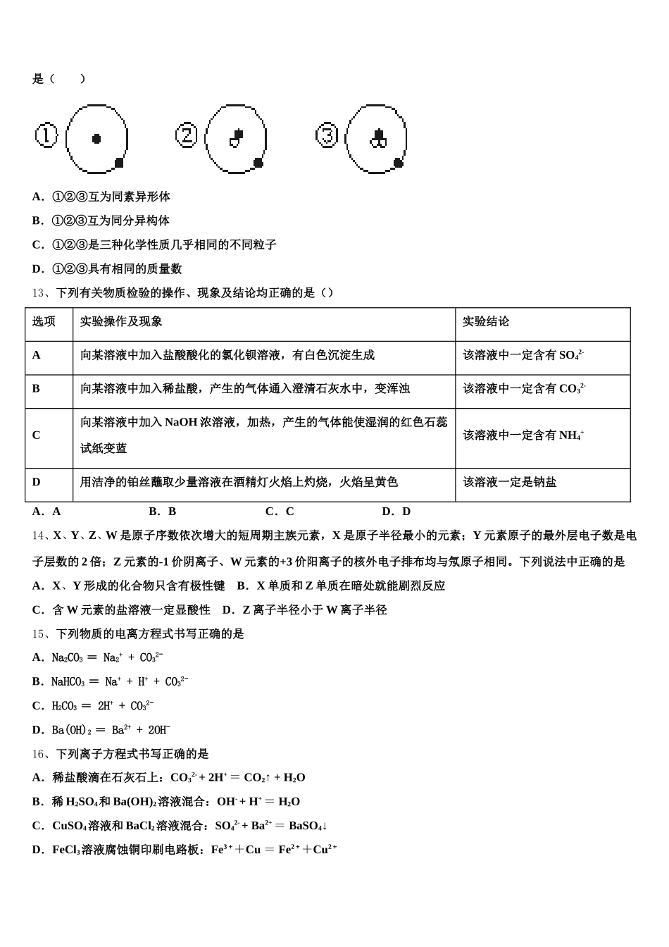 2025年河北省邯郸市鸡泽一中化学高一上期中统考试题含解析_第3页
