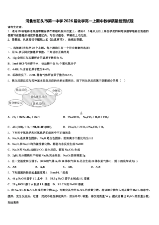 河北省泊头市第一中学2026届化学高一上期中教学质量检测试题含解析