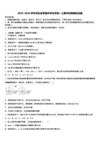 2025-2026学年河北省枣强中学化学高一上期中经典模拟试题含解析