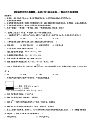 河北省邯郸市永年县第一中学2025年化学高一上期中综合测试试题含解析
