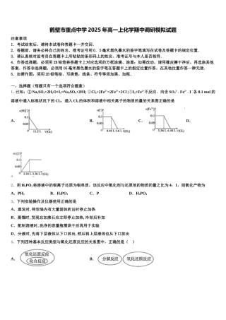鹤壁市重点中学2025年高一上化学期中调研模拟试题含解析