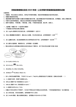 河南省豫南豫北名校2025年高一上化学期中质量跟踪监视模拟试题含解析