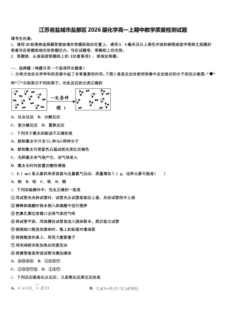 江苏省盐城市盐都区2026届化学高一上期中教学质量检测试题含解析