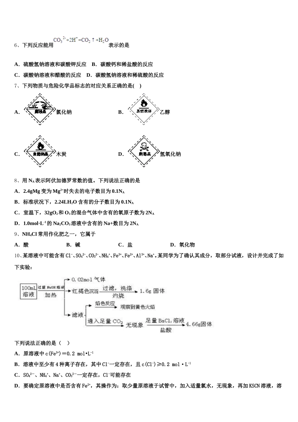 2025-2026学年江苏省七校联盟高一上化学期中联考试题含解析_第2页