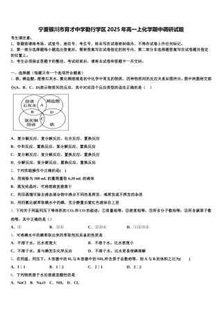 宁夏银川市育才中学勤行学区2025年高一上化学期中调研试题含解析