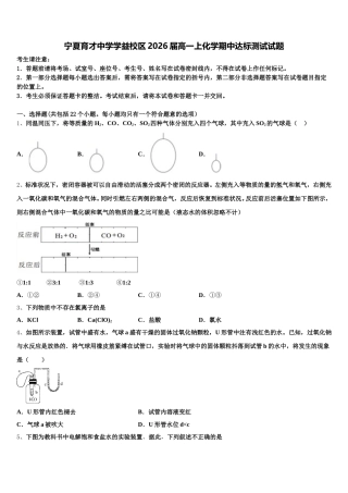 宁夏育才中学学益校区2026届高一上化学期中达标测试试题含解析
