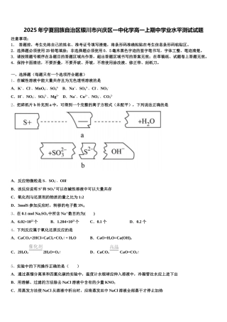 2025年宁夏回族自治区银川市兴庆区一中化学高一上期中学业水平测试试题含解析