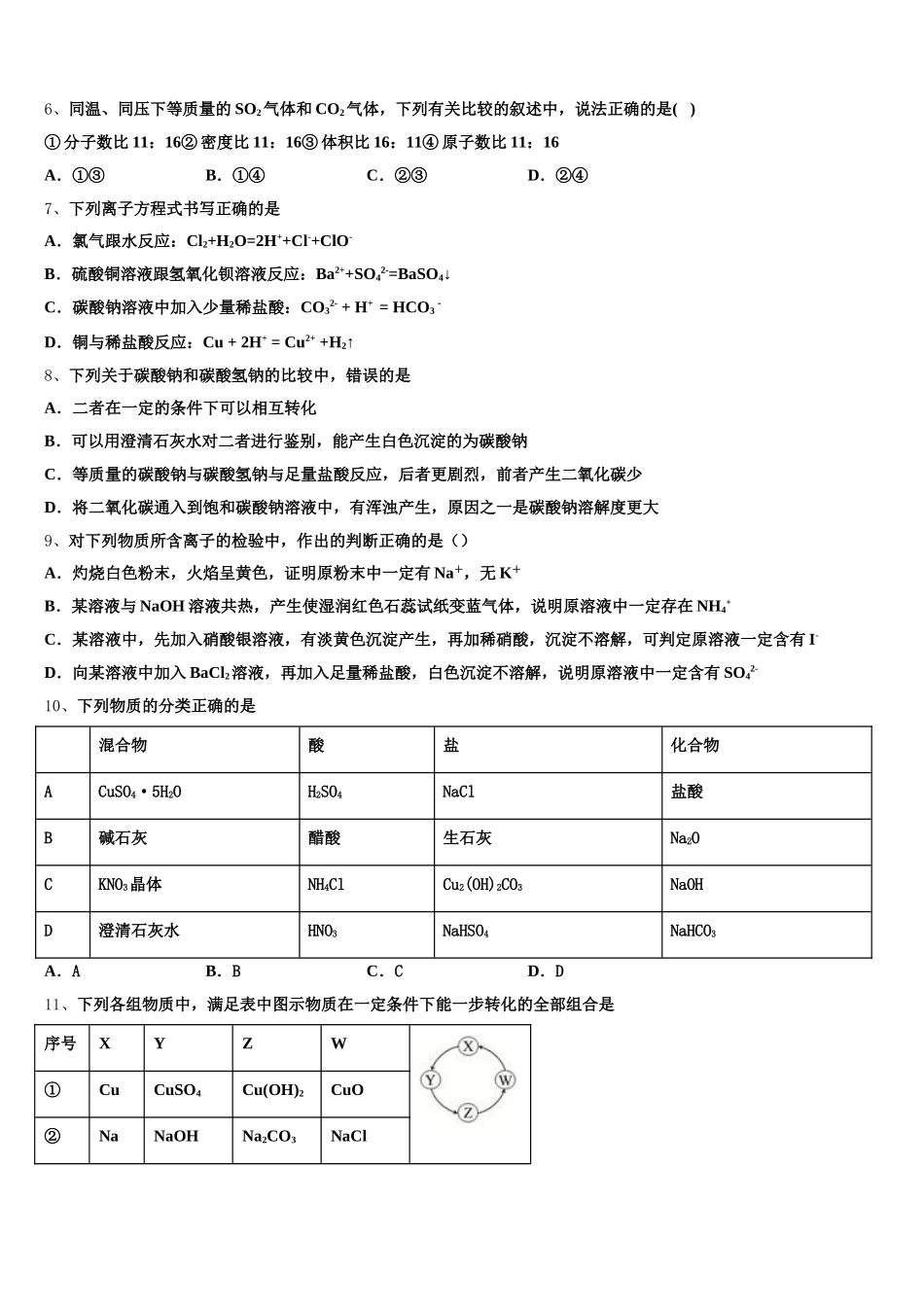 2025年辽宁抚顺市六校协作体高一上化学期中达标检测试题含解析_第2页
