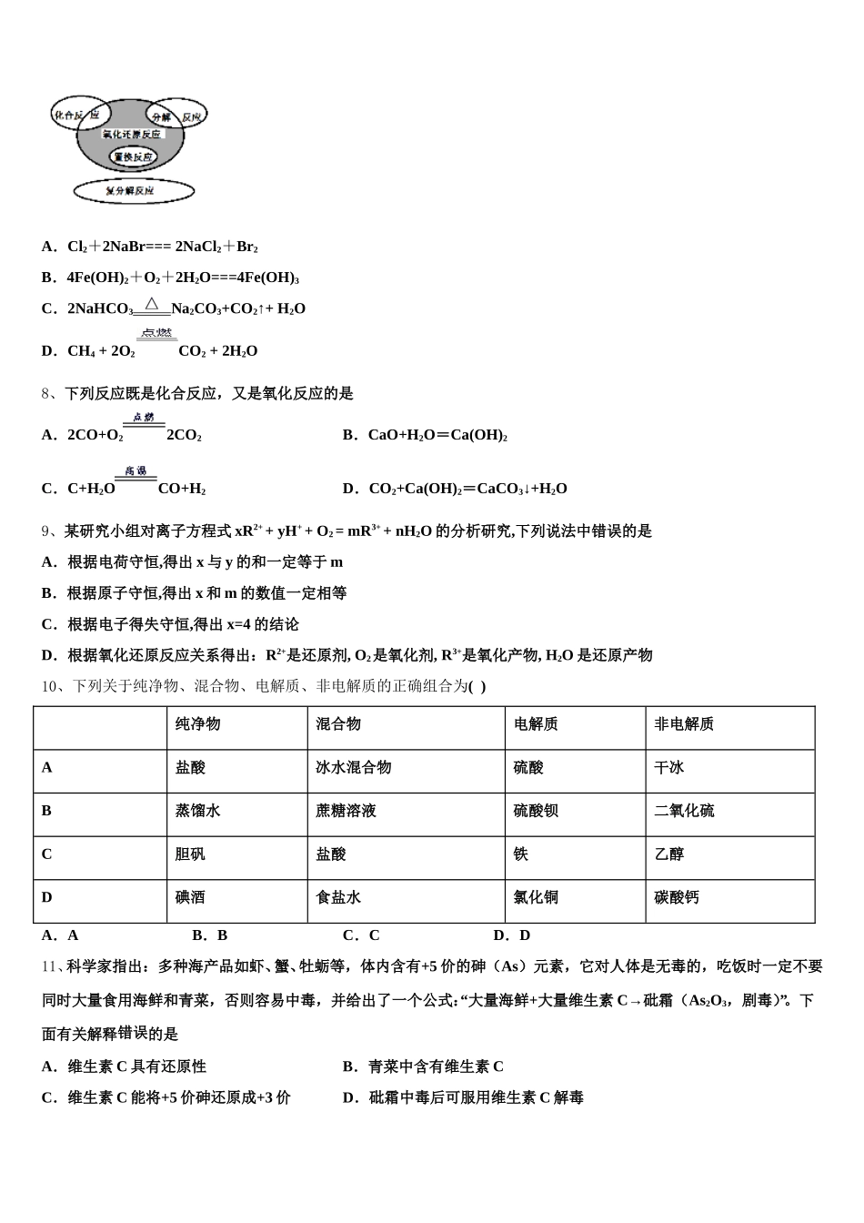 辽宁省葫芦岛2026届化学高一第一学期期中质量跟踪监视模拟试题含解析_第2页