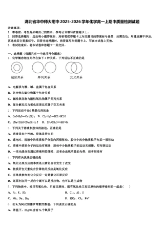 湖北省华中师大附中2025-2026学年化学高一上期中质量检测试题含解析
