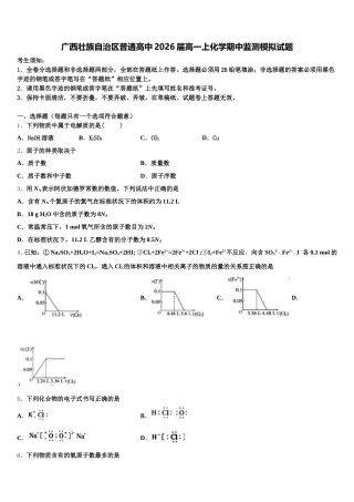 广西壮族自治区普通高中2026届高一上化学期中监测模拟试题含解析