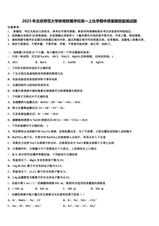 2025年北京师范大学蚌埠附属学校高一上化学期中质量跟踪监视试题含解析