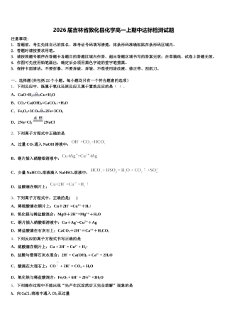 2026届吉林省敦化县化学高一上期中达标检测试题含解析