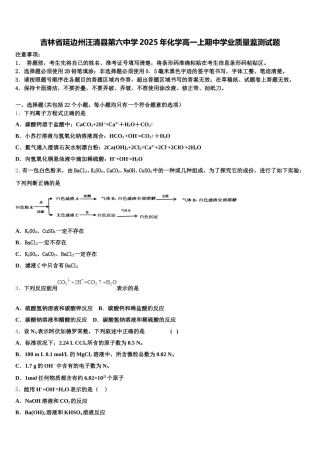 吉林省延边州汪清县第六中学2025年化学高一上期中学业质量监测试题含解析