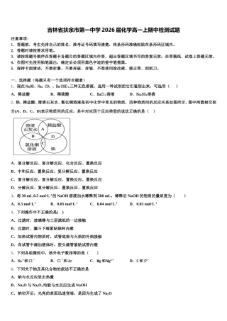 吉林省扶余市第一中学2026届化学高一上期中检测试题含解析