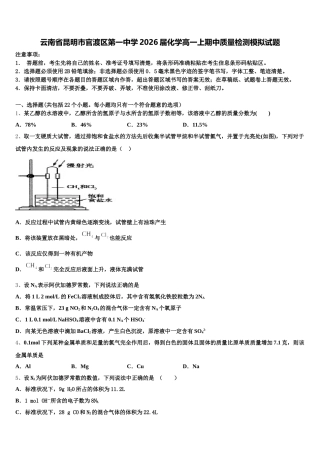 云南省昆明市官渡区第一中学2026届化学高一上期中质量检测模拟试题含解析