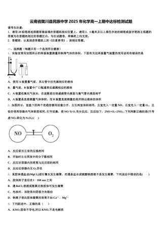 云南省陇川县民族中学2025年化学高一上期中达标检测试题含解析