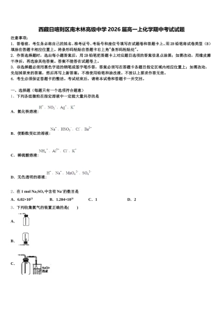 西藏日喀则区南木林高级中学2026届高一上化学期中考试试题含解析