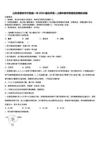 山东省泰安市宁阳县一中2026届化学高一上期中教学质量检测模拟试题含解析