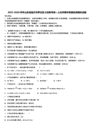 2025-2026学年山东省临沂市罗庄区七校联考高一上化学期中质量检测模拟试题含解析