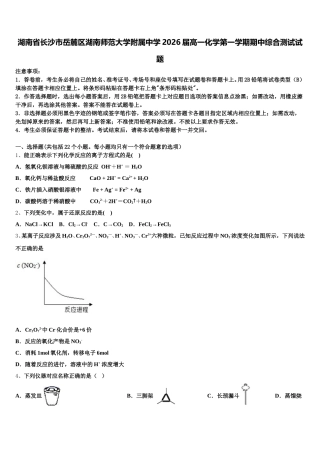 湖南省长沙市岳麓区湖南师范大学附属中学2026届高一化学第一学期期中综合测试试题含解析