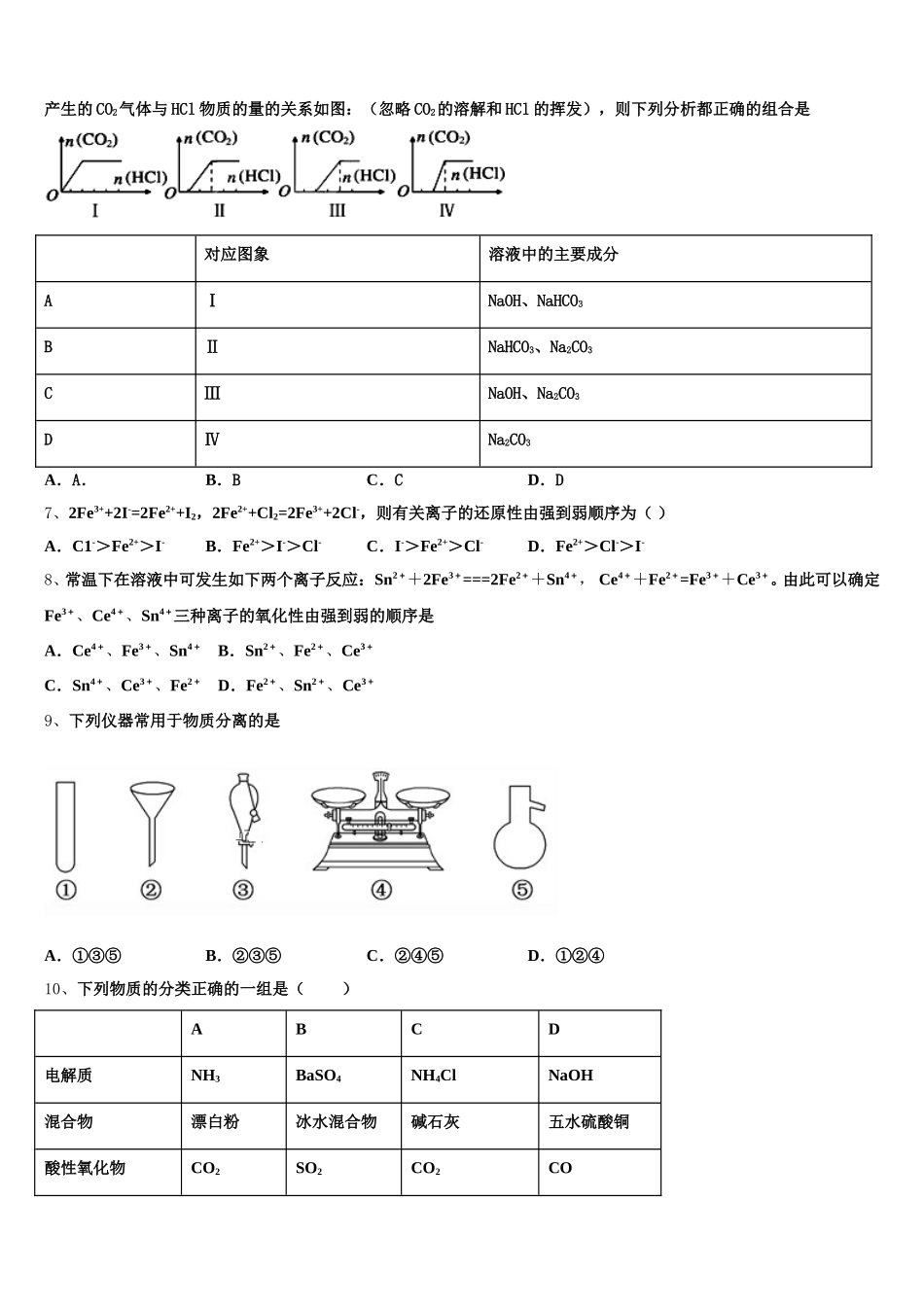 2025-2026学年江西省南昌县莲塘一中高一上化学期中达标检测试题含解析_第2页
