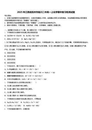2025年江西省抚州市临川二中高一上化学期中复习检测试题含解析