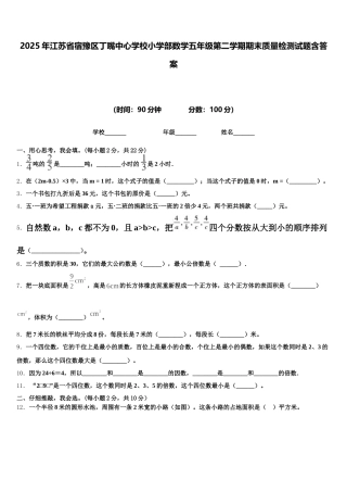 2025年江苏省宿豫区丁嘴中心学校小学部数学五年级第二学期期末质量检测试题含答案