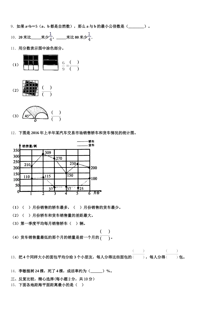 2025年无锡市北塘区数学五年级第二学期期末监测模拟试题含答案_第2页