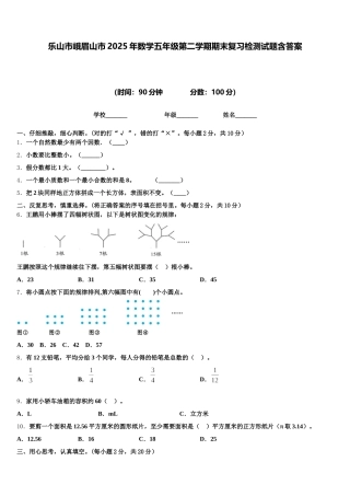 乐山市峨眉山市2025年数学五年级第二学期期末复习检测试题含答案