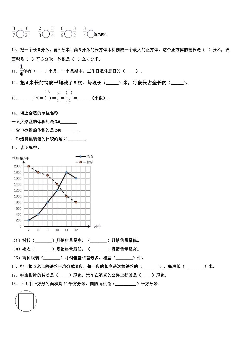 2025年甘孜藏族自治州得荣县五年级数学第二学期期末综合测试模拟试题含答案_第2页