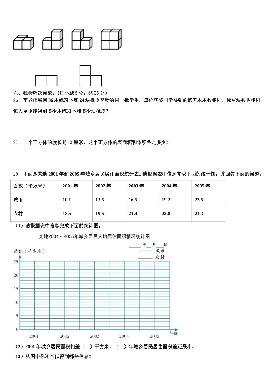 2026届海南省三亚市保亭黎族苗族自治县数学五年级第二学期期末考试试题含答案_第3页