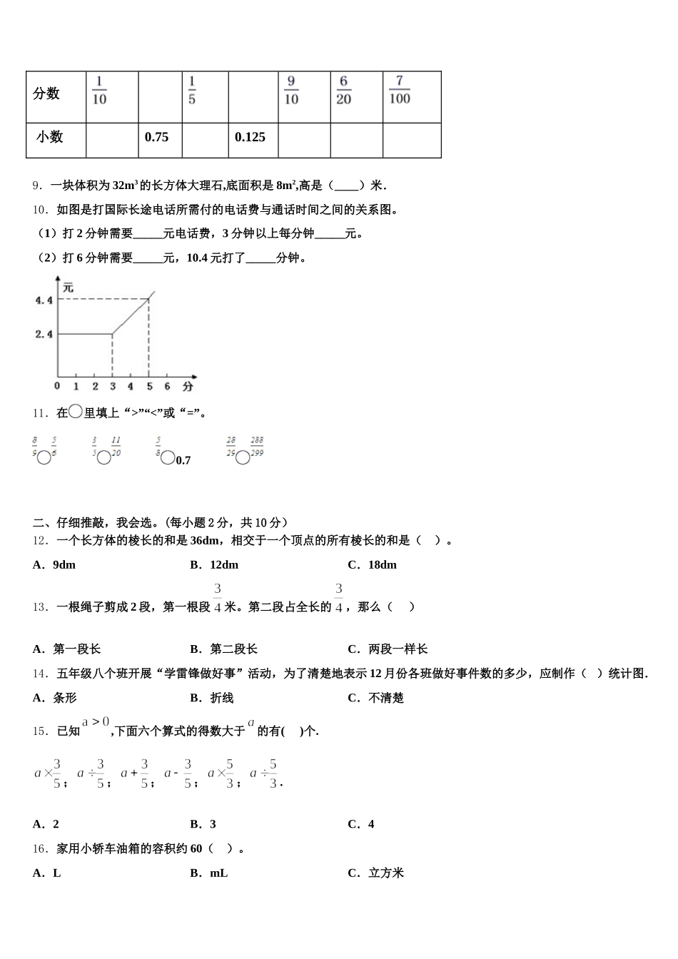 2026届伊春市上甘岭区数学五年级第二学期期末调研试题含答案_第2页